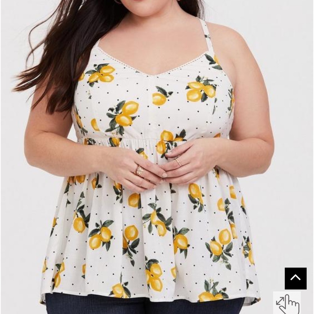 Torrid Peplum Stretch Challis Lace Trim Cami